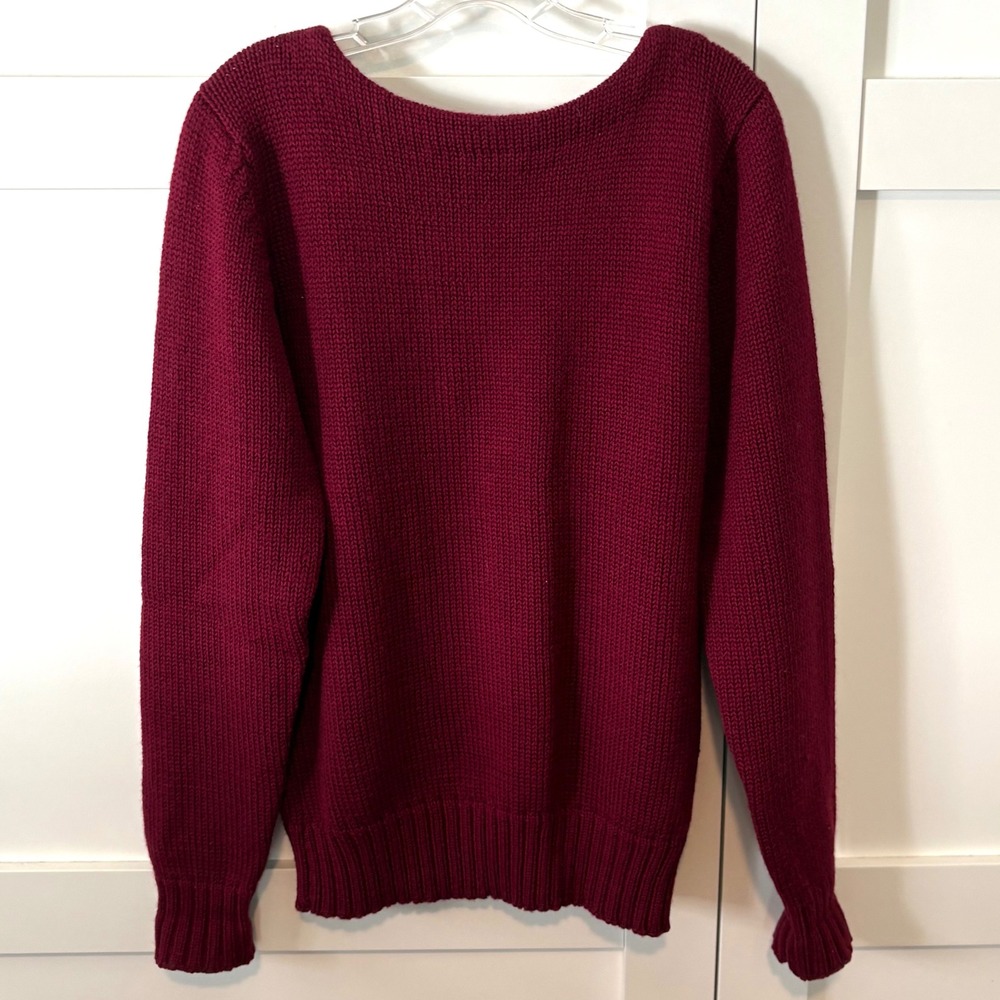Lands' End Men's Vintage Burgundy Wool Crewneck Sweater in‎ Size M